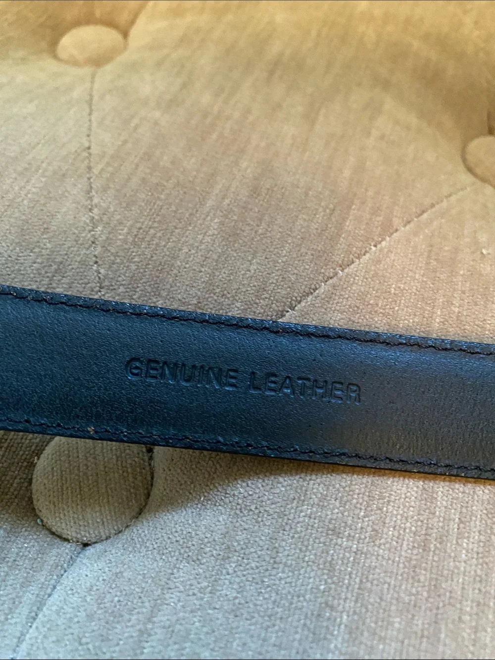 Ralph Lauren Navy Leather Belt with Gold Accent